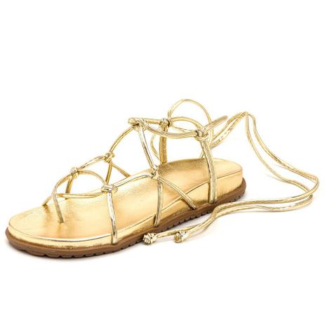 Sandalia Feminina Blogueirinha Papete Rasteirinha Dourado - Flor da Pele Menor preço em Sandalia Feminina Blogueirinha Papete Rasteirinha Dourado - Flor da Pele
