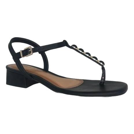 SANDALIA SALTO GROSSO BAIXO COM APLICAÇÕES PEDRARIA - 40