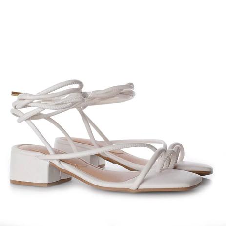 Sandalia Feminina Lara Salto Grosso de Amarrar Off White - Pé Vermelho  Calçados - Sandália Feminina - Magazine Luiza