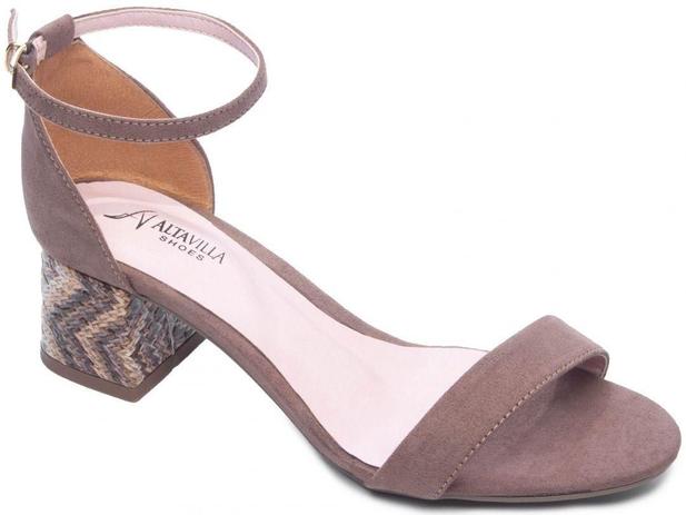 Sandália Feminina Marrom Escuro Café Nobuck Salto Médio - Alta Villa Shoes  - Sandália Feminina - Magazine Luiza