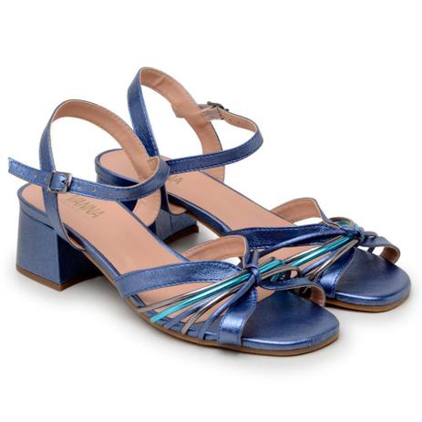 Sandália Feminina Metalizada Salto Grosso Baixo Dia a Dia - Vanna Tresoldi  - Sandália Feminina - Magazine Luiza