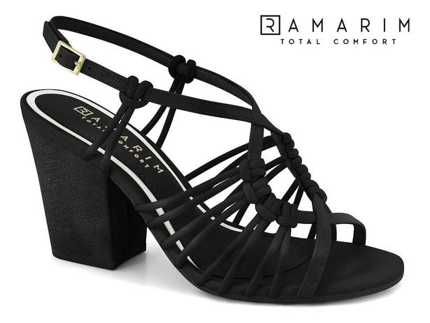 Compre Sandália Ramarim Salto Grosso Preta Online