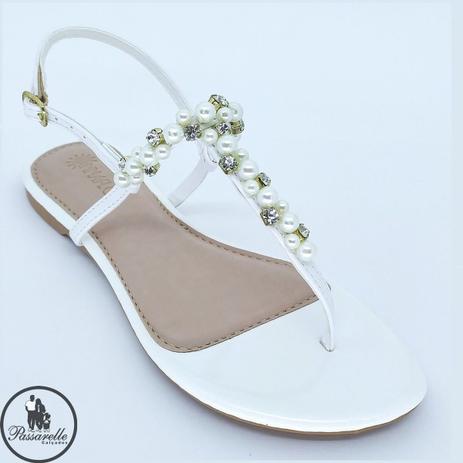 sandalia rasteira com perola