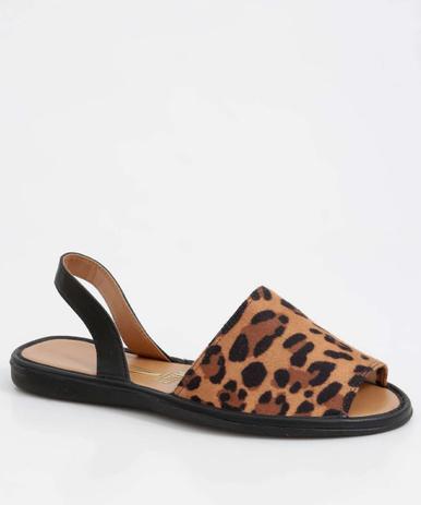sandalia rasteira animal print