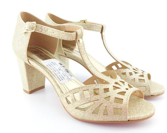 Sandália festa ouro light 1080591 salto grosso - Senhorella - Sandália  Feminina - Magazine Luiza