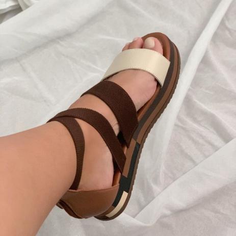 sandalia flatform couro