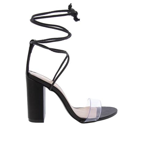 Sandália Gabriela Salto Grosso com Amarração Vinil Preto - Sandália  Feminina - Magazine Luiza