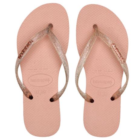 havaianas slim logo metallic rose gold