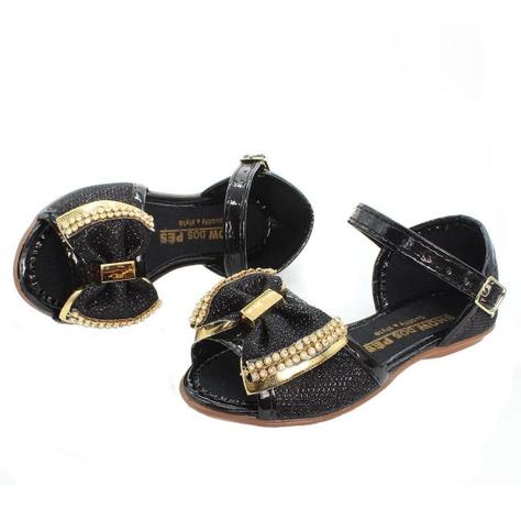 Sandalia Infantil Feminina Laço Preta Com Strass Moda - EDS - Sandália  Infantil - Magazine Luiza