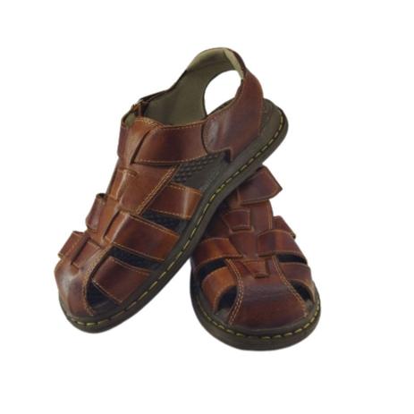 Sandália Masculina de Couro Fechada Conforto Ortopédico - Deivid Shoes Menor preço em Sandália Masculina de Couro Fechada Conforto Ortopédico - Deivid Shoes