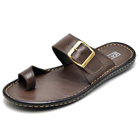 Sandalia Masculina Ortopedica Antistress De Couro Cafe - Top Franca Shoes - Sandália Masculina - Magazine Luiza