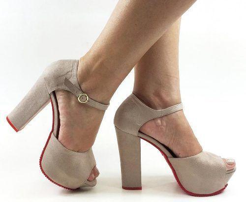 sandalia salto grosso de tira