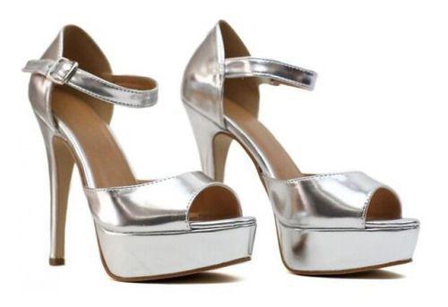 sandalia meia pata prata festa