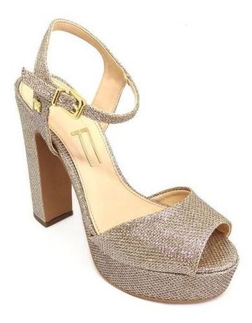 sandalia glitter salto grosso