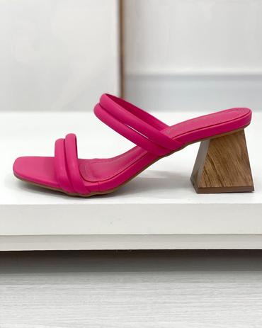 Sandália Mule Tiras Rosa - Amandine - Sandália Feminina - Magazine Luiza