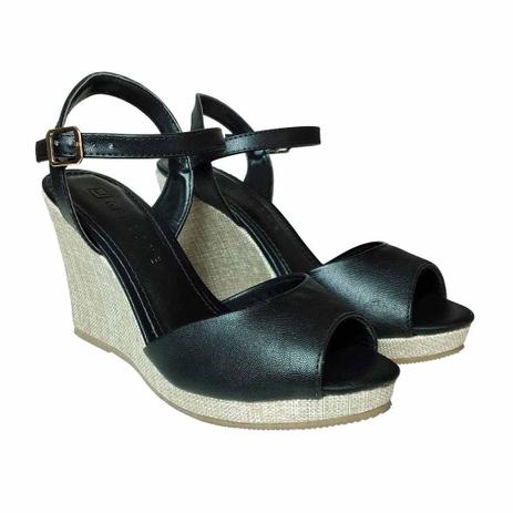 Sandália Offline Salto Anabela Preta - Sandália Feminina - Magazine Luiza