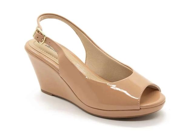 sandalia anabela peep toe