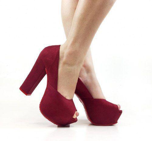 sapato cor marsala salto grosso