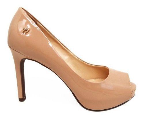 peep toe nude meia pata