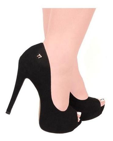 sandalia peep toe preta