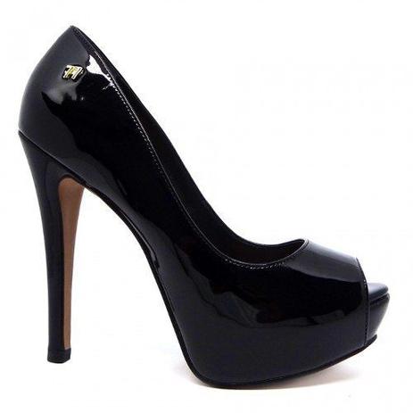 sandalia peep toe preta