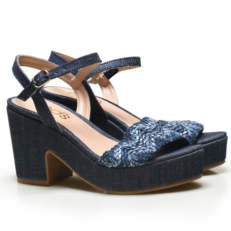 Sandália Plataforma em Jeans e Tira com Trama Zig Zag Iods 207006 Jeans e  Azul - Iod's - Sandália Feminina - Magazine Luiza