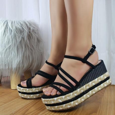 Sandália Plataforma Flatform Preta Tiras Salto Médio Azillê - Outros Moda e  Acessórios - Magazine Luiza