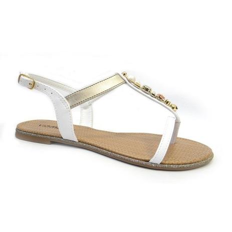 Sandalia rasteira 17-17456 - via marte (25) - branco/dourado Menor preço em Sandalia rasteira 17-17456 - via marte (25) - branco/dourado