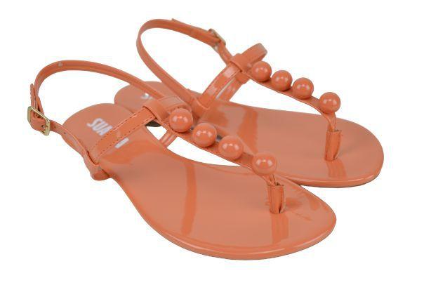 Sandália Rasteira Feminina Sua Cia Verniz Coral - 8073 - Rasteirinha  Feminina - Magazine Luiza