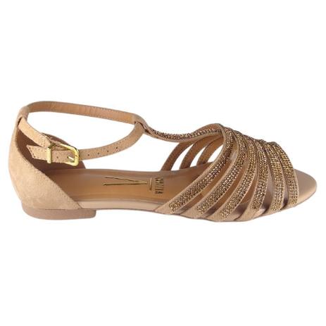 Sandália Rasteira Vizzano Tiras Strass Fivela Casual - Rasteirinha Feminina  - Magazine Luiza