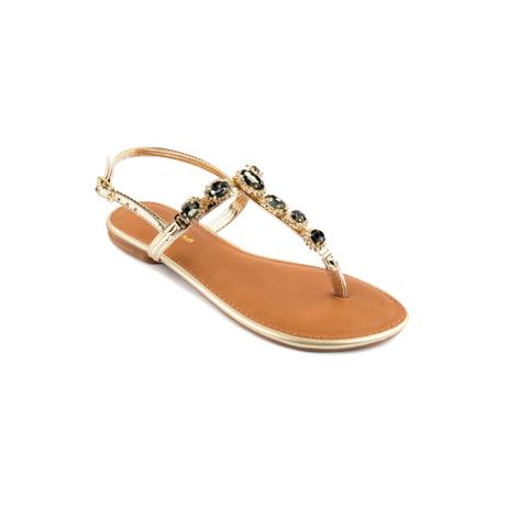 Compre Sandália Rasteira Fio De Ouro Pedrarias Areia Online
