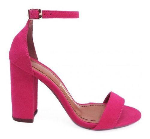 sandalia rosa pink salto grosso