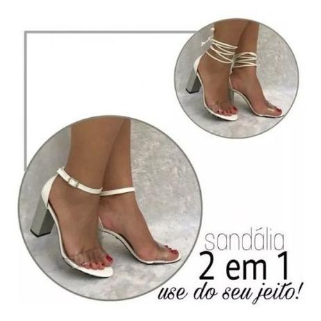 sandalia branca verniz