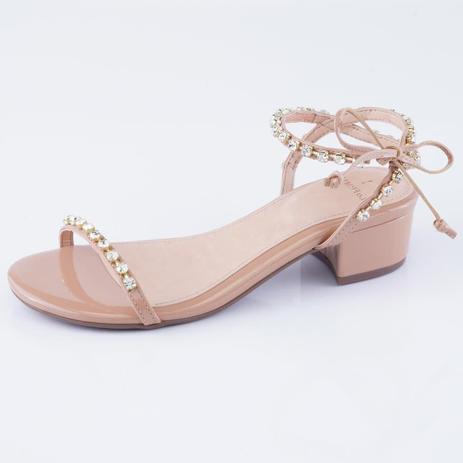 sandalia salto baixo nude