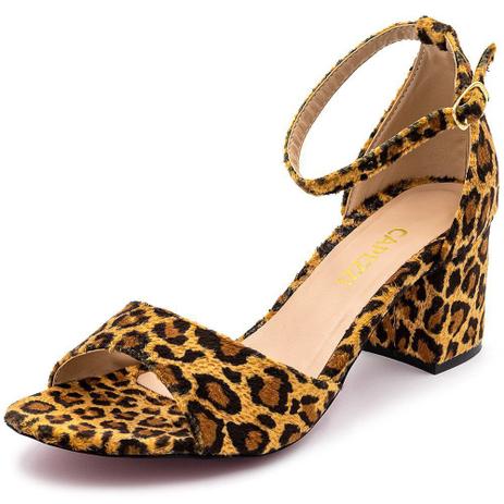 sandalia de onça salto grosso