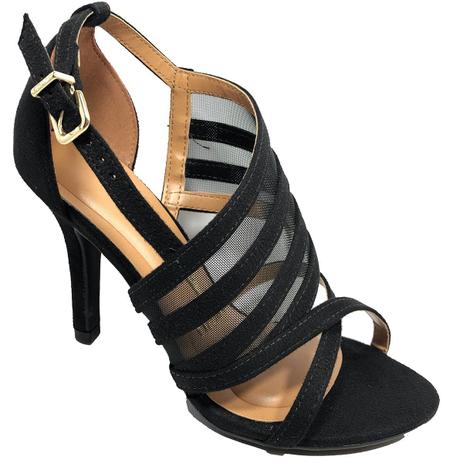 sandalia preta tiras finas