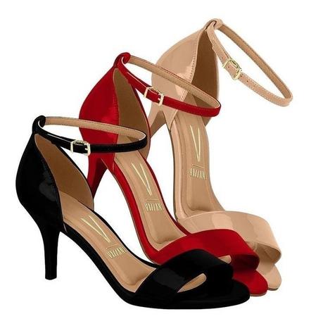 Sandália Social Vizzano Salto Baixo Médio Alto 6276116 - Preto Verniz |  Submarino