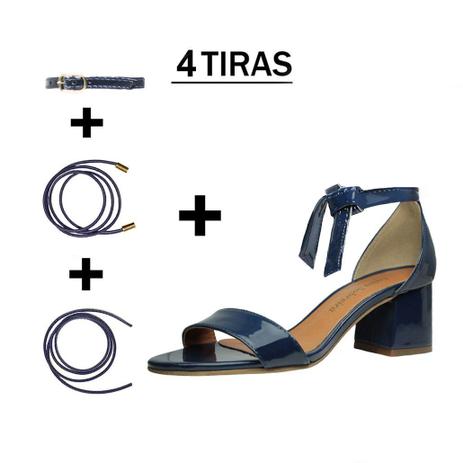 SANDALIA SALTO GROSSO MÉDIO METALIZADO TEXTURIZADO - AZUL MA