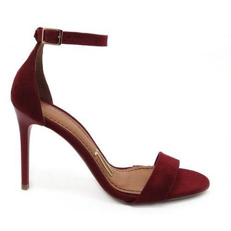 Sandália Vinho Marsala Bordo Camurça Tira Salto Alto Fino - Calçados Etc - Sandália Feminina - Magazine Luiza