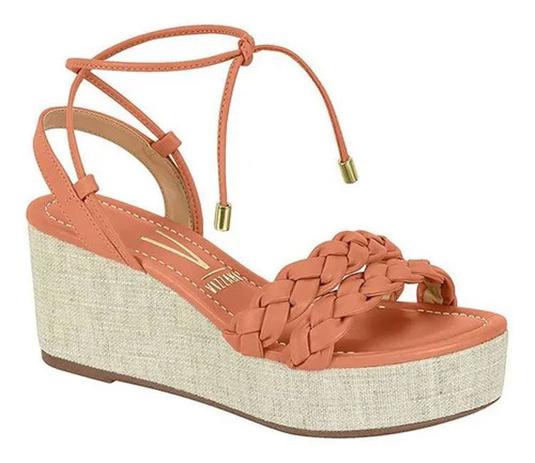 Sandália Anabela Feminina Vizzano Corda e Sola Tratorada Preto - Passarela