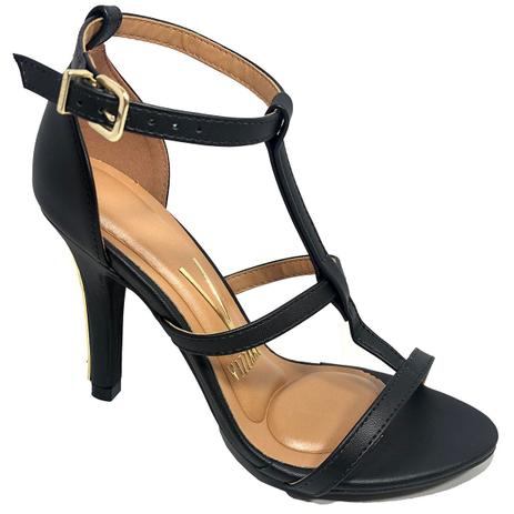 sandália vizzano preta com dourado