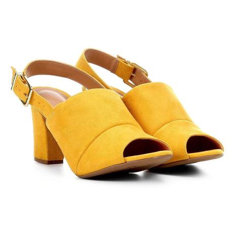 sandalia vizzano salto grosso amarela