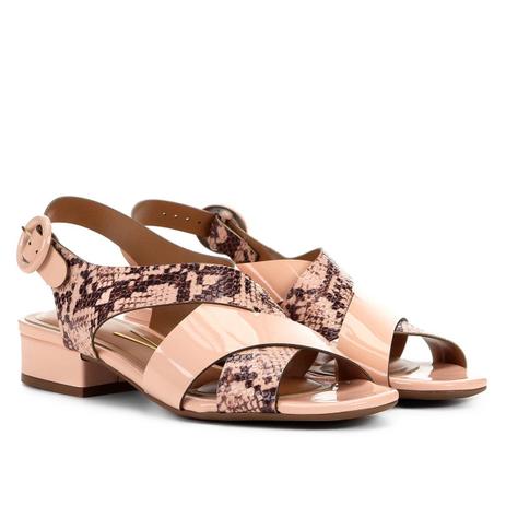 Sandália Vizzano Tiras Cruzadas Animal Print Snake Feminina