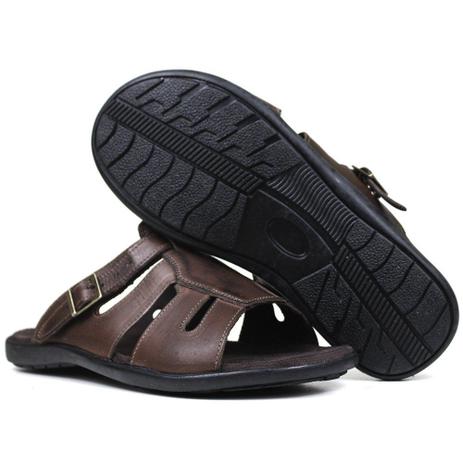 Sandálias Masculina Macia Anti-stress Couro 900 Chocolate - B2C Shoes Menor preço em Sandálias Masculina Macia Anti-stress Couro 900 Chocolate - B2C Shoes