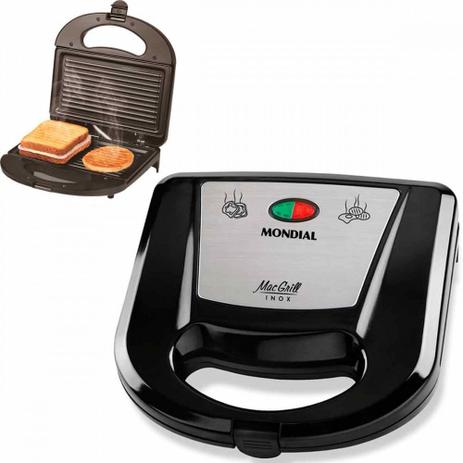 Sanduicheira Grill antiaderente 750 watts Mac Grill - S-11 - Mondial Menor preço em Sanduicheira Grill antiaderente 750 watts Mac Grill - S-11 - Mondial