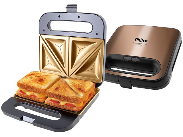 Sanduicheira Philco Maxx Gold PGR22G - Dourada e Preta 750W Menor preço em Sanduicheira Philco Maxx Gold PGR22G - Dourada e Preta 750W
