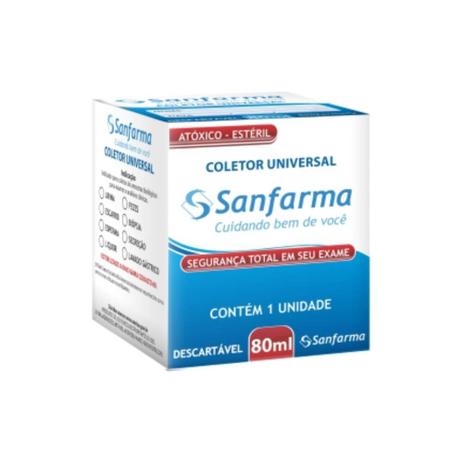 Sanfarma Estéril Coletor Universal Caixa 80ml C/1 Menor preço em Sanfarma Estéril Coletor Universal Caixa 80ml C/1