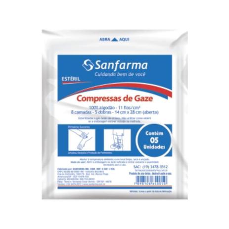 Sanfarma Estéril Compressa Gaze 11F 40x5 Menor preço em Sanfarma Estéril Compressa Gaze 11F 40x5
