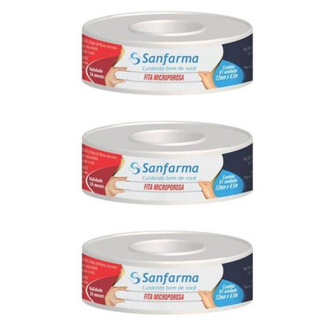 Sanfarma Hipoalergênica Fita Microporosa 12x4,5 (Kit C/03) Menor preço em Sanfarma Hipoalergênica Fita Microporosa 12x4,5 (Kit C/03)