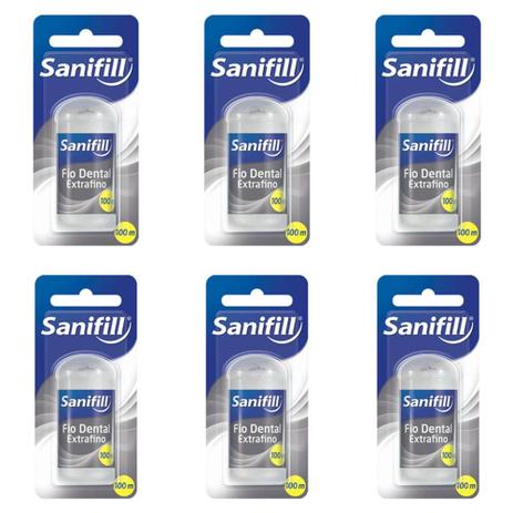 Sanifill Extra Fino Fio Dental 100m (Kit C/06) Menor preço em Sanifill Extra Fino Fio Dental 100m (Kit C/06)